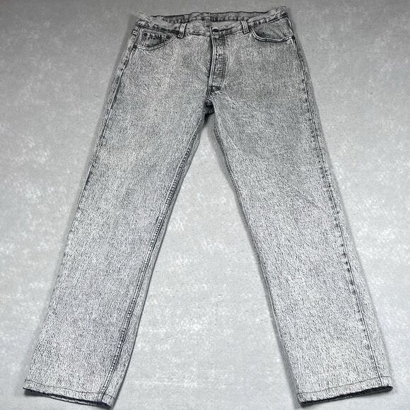 Vintage LEVI'S 501 Jeans Men’s 38x34 Straight Leg Black Acid Wash Denim MADE USA